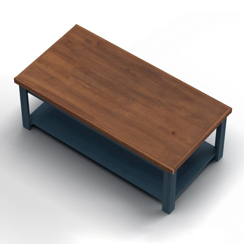 Bridgevine Home - 48 in. Blue Denim and Whiskey Brown Finish Solid Wood Coffee Table - NT4210.BWK view 7