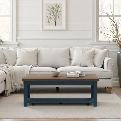 Bridgevine Home - 48 in. Blue Denim and Whiskey Brown Finish Solid Wood Coffee Table - NT4210.BWK view 8