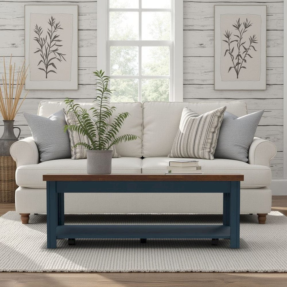 Bridgevine Home - 48 in. Blue Denim and Whiskey Brown Finish Solid Wood Coffee Table - NT4210.BWK view 9