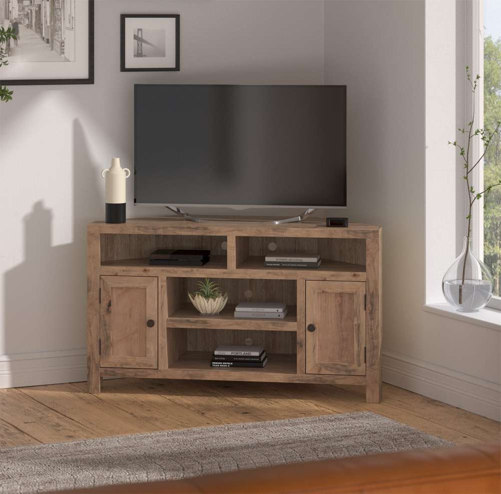 Legends Furniture - Bridgevine Home 52 in. Barnwood Finish Corner TV stand (TVs up to 65 in.) - JC1213.BNW veiw 2