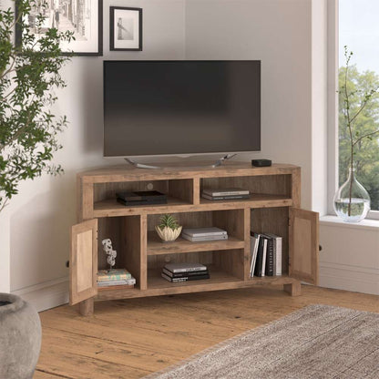 Legends Furniture - Bridgevine Home 52 in. Barnwood Finish Corner TV stand (TVs up to 65 in.) - JC1213.BNW veiw 3