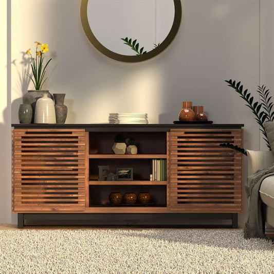 Legends Furniture - Bridgevine Home 62 in. Bourbon Brown and Black Finish TV stand (TVs up to 75 in.) - GC1210.BNB veiw 1