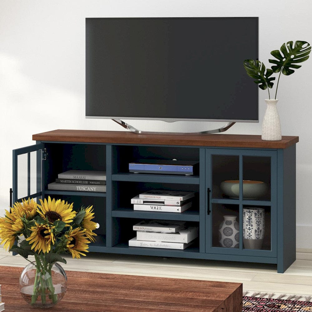 Bridgevine Home - 66 in. Blue Denim and Barnwood Finish Solid Wood TV Stand (TVs up to 75 in.) - NT1210.BWK view 7