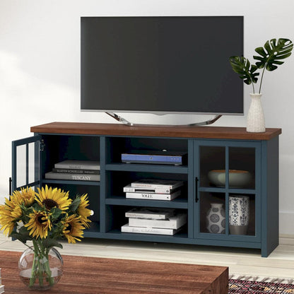 Bridgevine Home - 66 in. Blue Denim and Barnwood Finish Solid Wood TV Stand (TVs up to 75 in.) - NT1210.BWK view 7