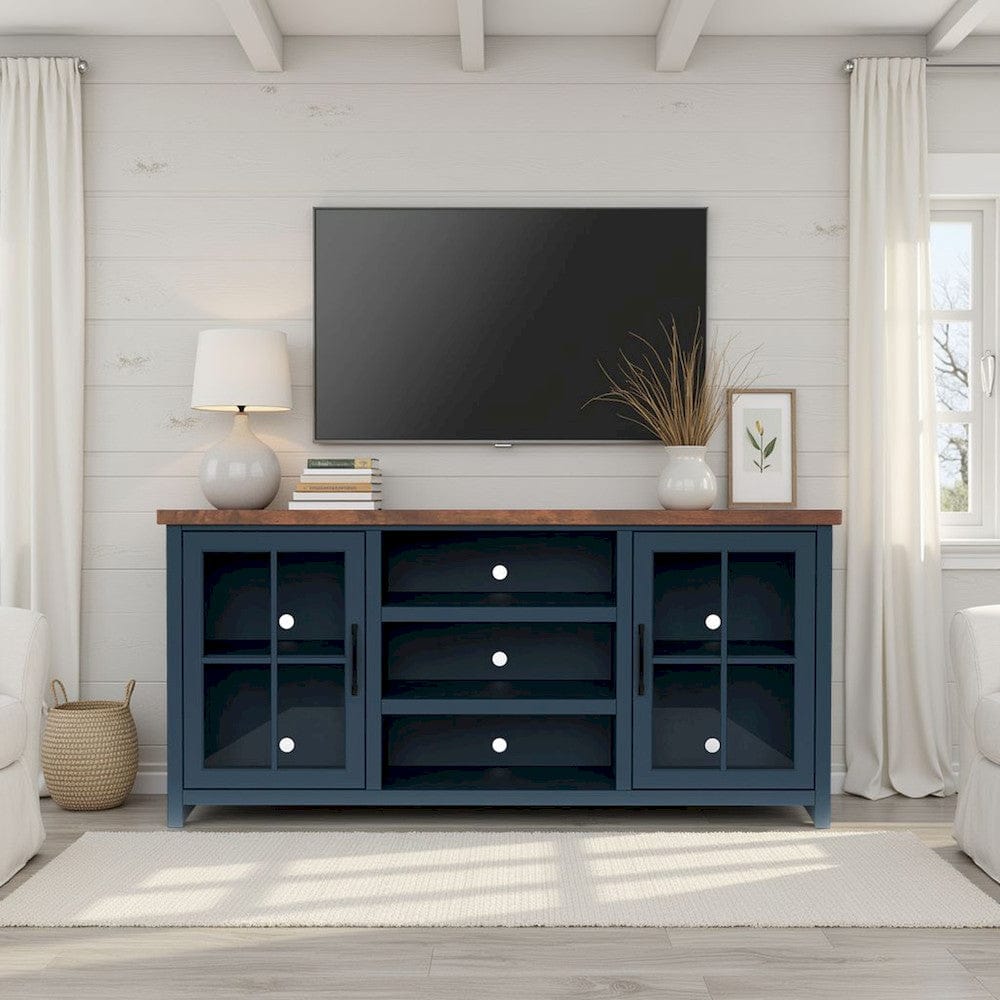 Bridgevine Home - 66 in. Blue Denim and Barnwood Finish Solid Wood TV Stand (TVs up to 75 in.) - NT1210.BWK view 8