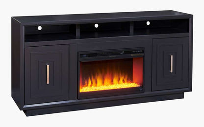 Legends Furniture - Bridgevine Home 67 in. Black Finish Solid Wood Fireplace TV stand. - SS5210.SLS veiw 1