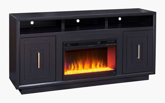 Legends Furniture - Bridgevine Home 67 in. Black Finish Solid Wood Fireplace TV stand. - SS5210.SLS veiw 1