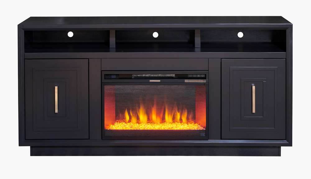 Legends Furniture - Bridgevine Home 67 in. Black Finish Solid Wood Fireplace TV stand. - SS5210.SLS veiw 3