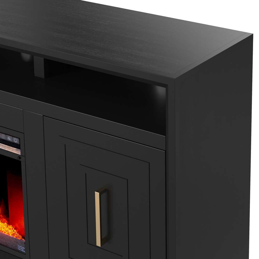 Legends Furniture - Bridgevine Home 67 in. Black Finish Solid Wood Fireplace TV stand. - SS5210.SLS veiw 4