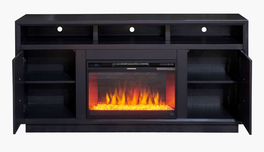 Legends Furniture - Bridgevine Home 67 in. Black Finish Solid Wood Fireplace TV stand. - SS5210.SLS veiw 5
