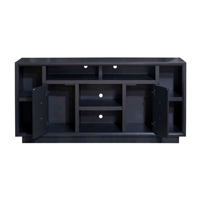 Legends Furniture - Bridgevine Home 67 in. Black Finish Solid Wood TV stand (TVs up to 75 in.) - SS1210.SLS veiw 3