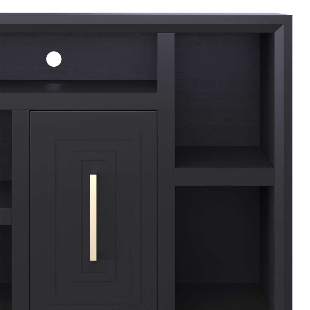 Legends Furniture - Bridgevine Home 67 in. Black Finish Solid Wood TV stand (TVs up to 75 in.) - SS1210.SLS veiw 4
