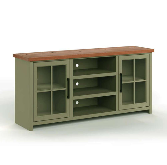 Legends Furniture - Bridgevine Home 67 in. Sage and Fruitwood Finish Solid Wood TV stand - VY1210.SFL veiw 2