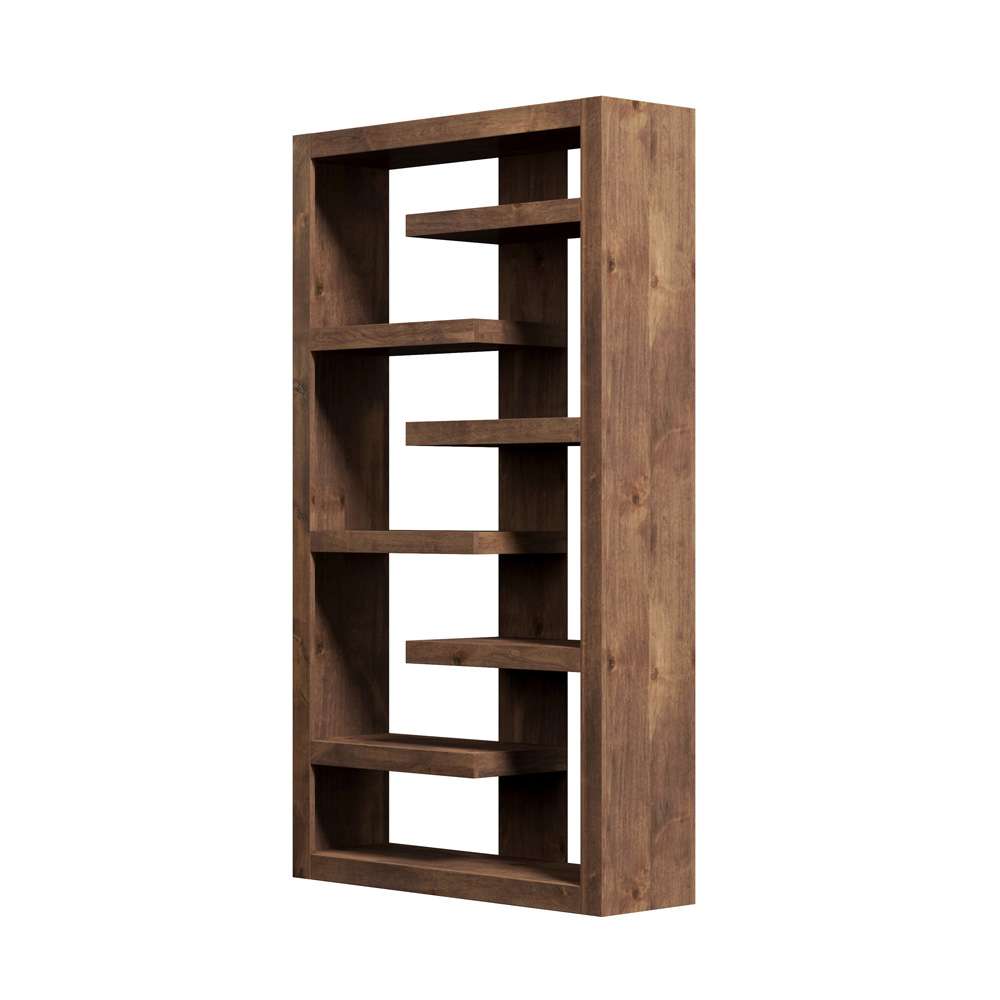 Legends Furniture - Bridgevine Home 72 in. Seven Off-Set Whiskey Brown Finish Solid Wood Bookshelf - SL6972.WKY veiw 5