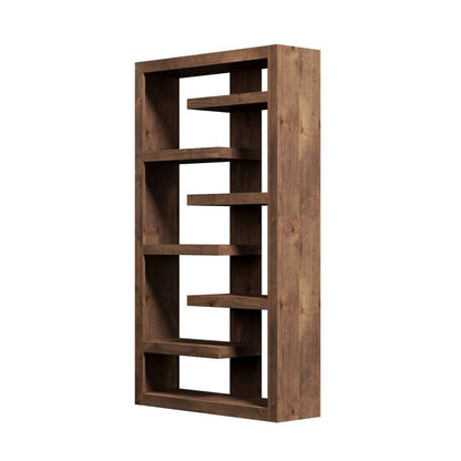 Legends Furniture - Bridgevine Home 72 in. Seven Off-Set Whiskey Brown Finish Solid Wood Bookshelf - SL6972.WKY veiw 5