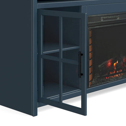 Bridgevine Home - 73 in. Blue Denim and Barnwood Brown Finish Solid Wood Fireplace TV Stand - NT5110.BWK view 8