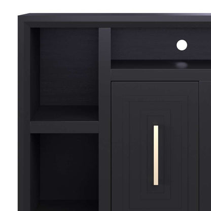 Legends Furniture - Bridgevine Home 83 in. Black Finish Solid Wood TV stand (TVs up to 100 in.) - SS1211.SLS veiw 2