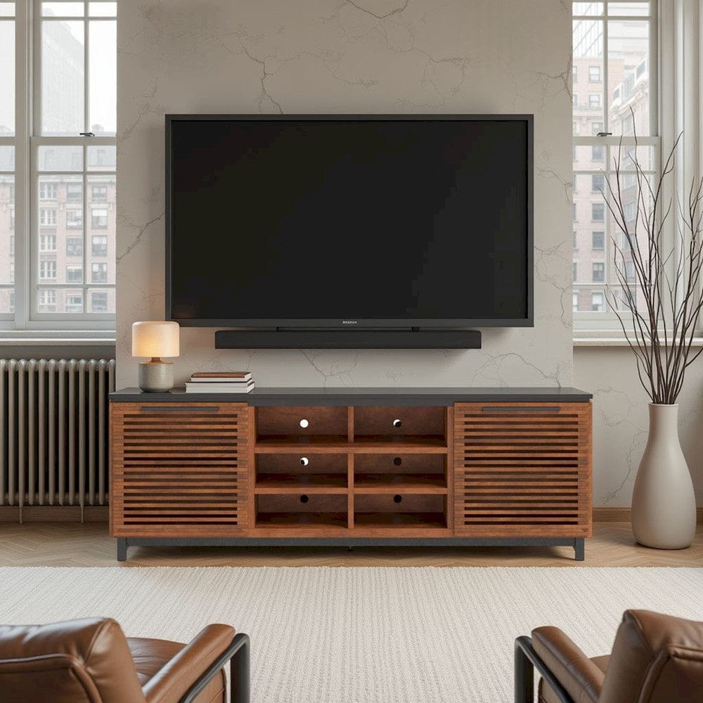Bridgevine Home - 85 in. Bourbon Brown and Black Finish TV stand (TVs up to 95 in.) - GC1220.BNB view 8