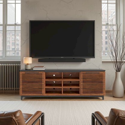 Bridgevine Home - 85 in. Bourbon Brown and Black Finish TV stand (TVs up to 95 in.) - GC1220.BNB view 8