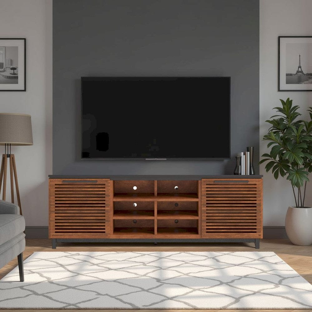 Bridgevine Home - 85 in. Bourbon Brown and Black Finish TV stand (TVs up to 95 in.) - GC1220.BNB view 9