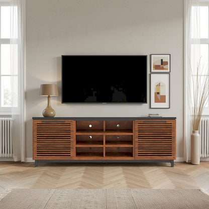 Bridgevine Home - 85 in. Bourbon Brown and Black Finish TV stand (TVs up to 95 in.) - GC1220.BNB view 10