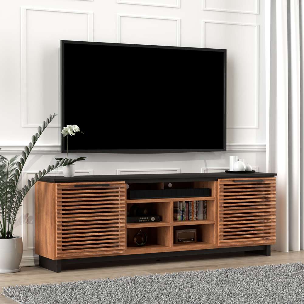 Legends Furniture - Bridgevine Home 85 in. Bourbon Brown and Black Finish TV stand (TVs up to 95 in.) - GC1220.BNB veiw 1