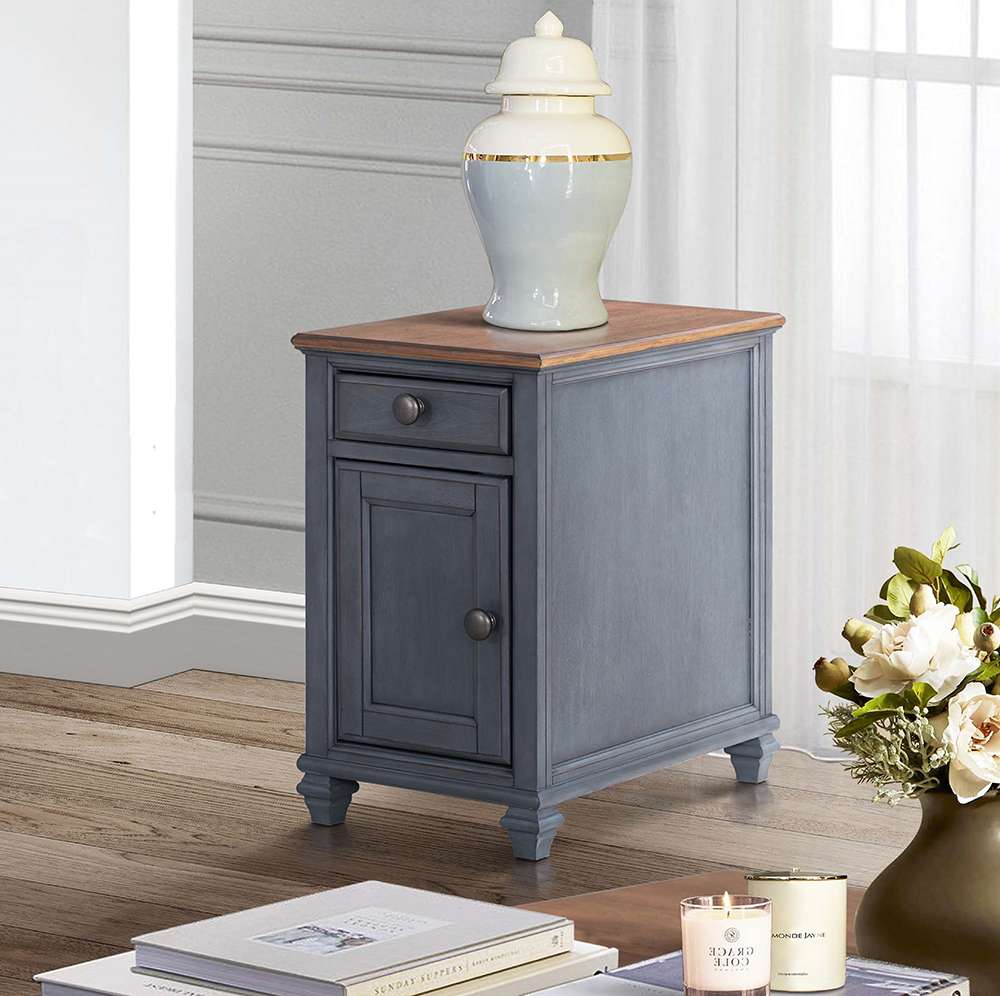Legends Furniture - Bridgevine Home Americana 14 inch Chairside Table, No Assembly Required, Corduroy Blue Finish - ZAMR-4400 veiw 2