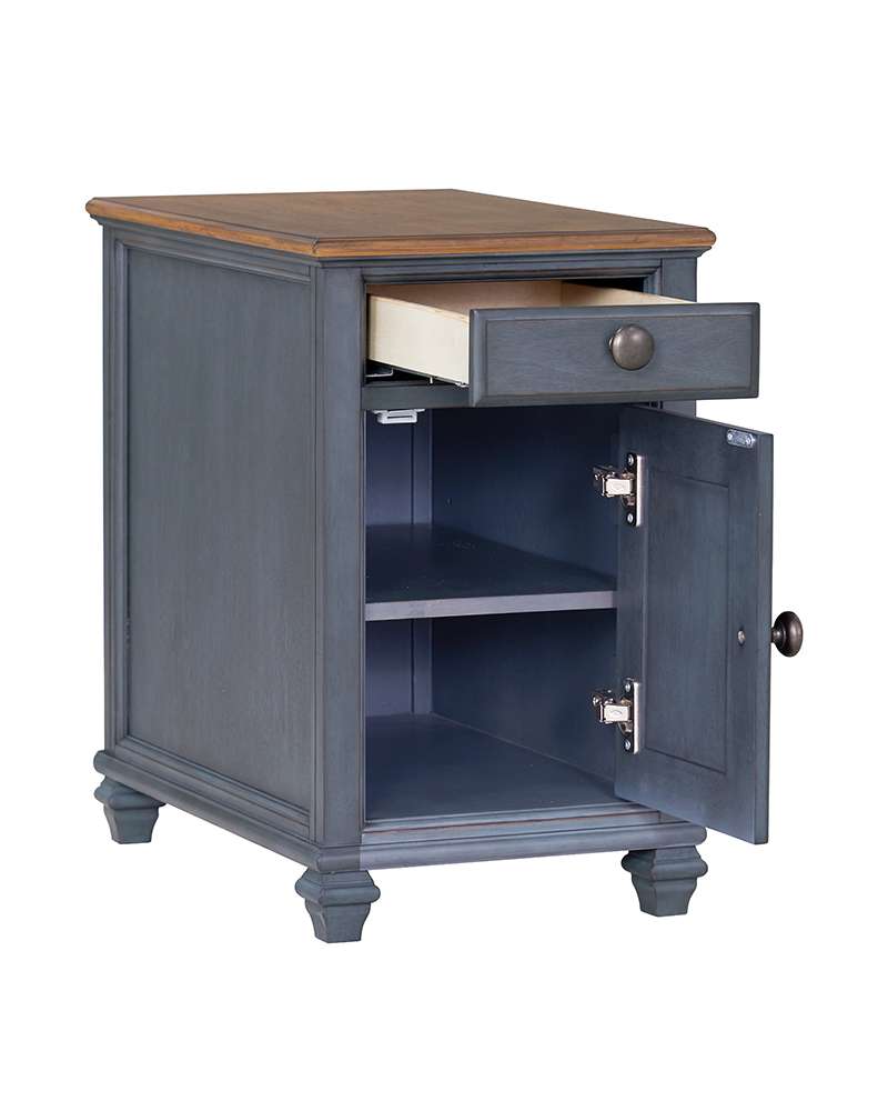 Legends Furniture - Bridgevine Home Americana 14 inch Chairside Table, No Assembly Required, Corduroy Blue Finish - ZAMR-4400 veiw 3