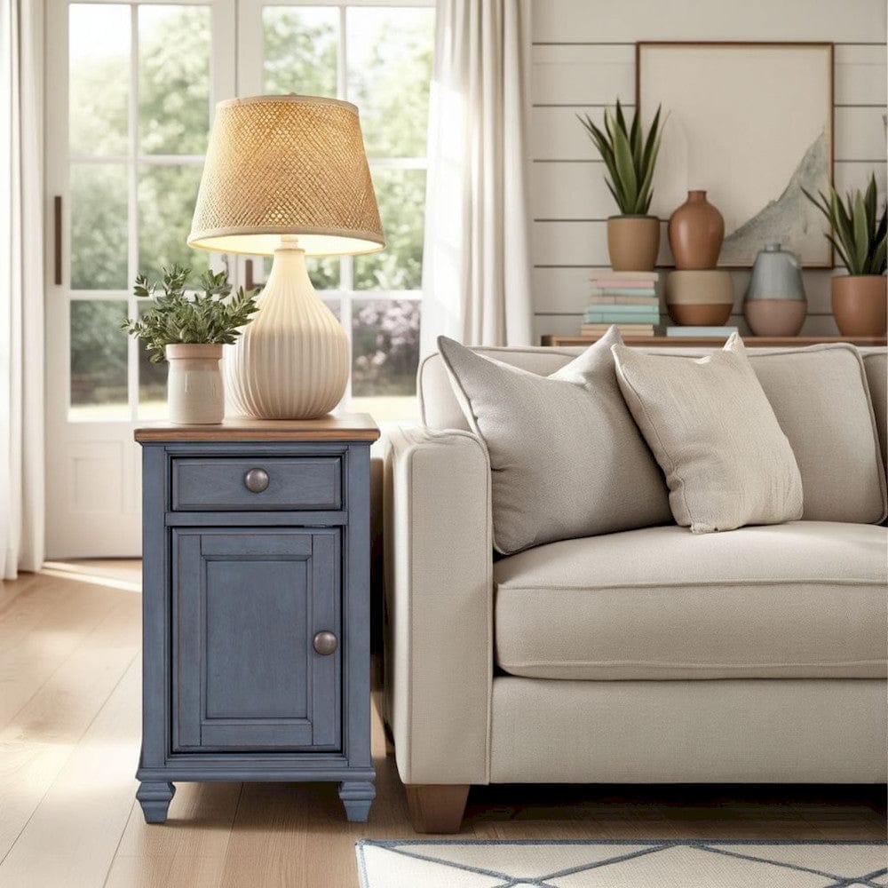 Bridgevine Home - Americana 14 inch Chairside Table, No Assembly Required, Corduroy Blue Finish - ZAMR-4400 view 8