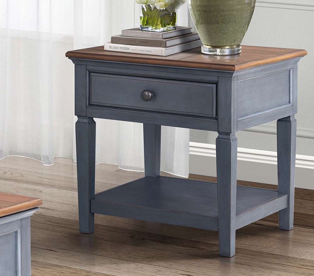Legends Furniture - Bridgevine Home Americana 24 inch End Table, No Assembly Required, Corduroy Blue Finish - ZAMR-4100 veiw 2