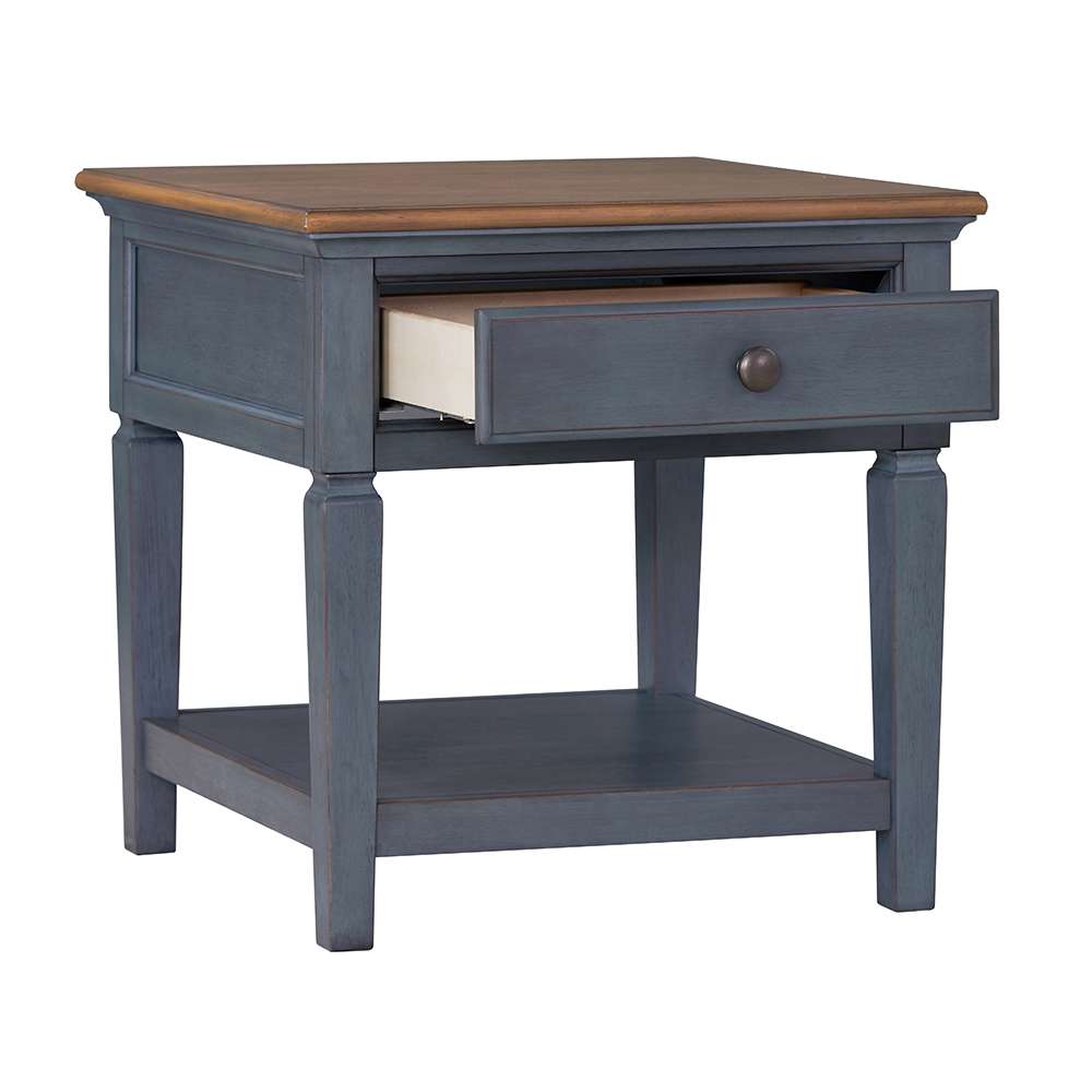 Legends Furniture - Bridgevine Home Americana 24 inch End Table, No Assembly Required, Corduroy Blue Finish - ZAMR-4100 veiw 4