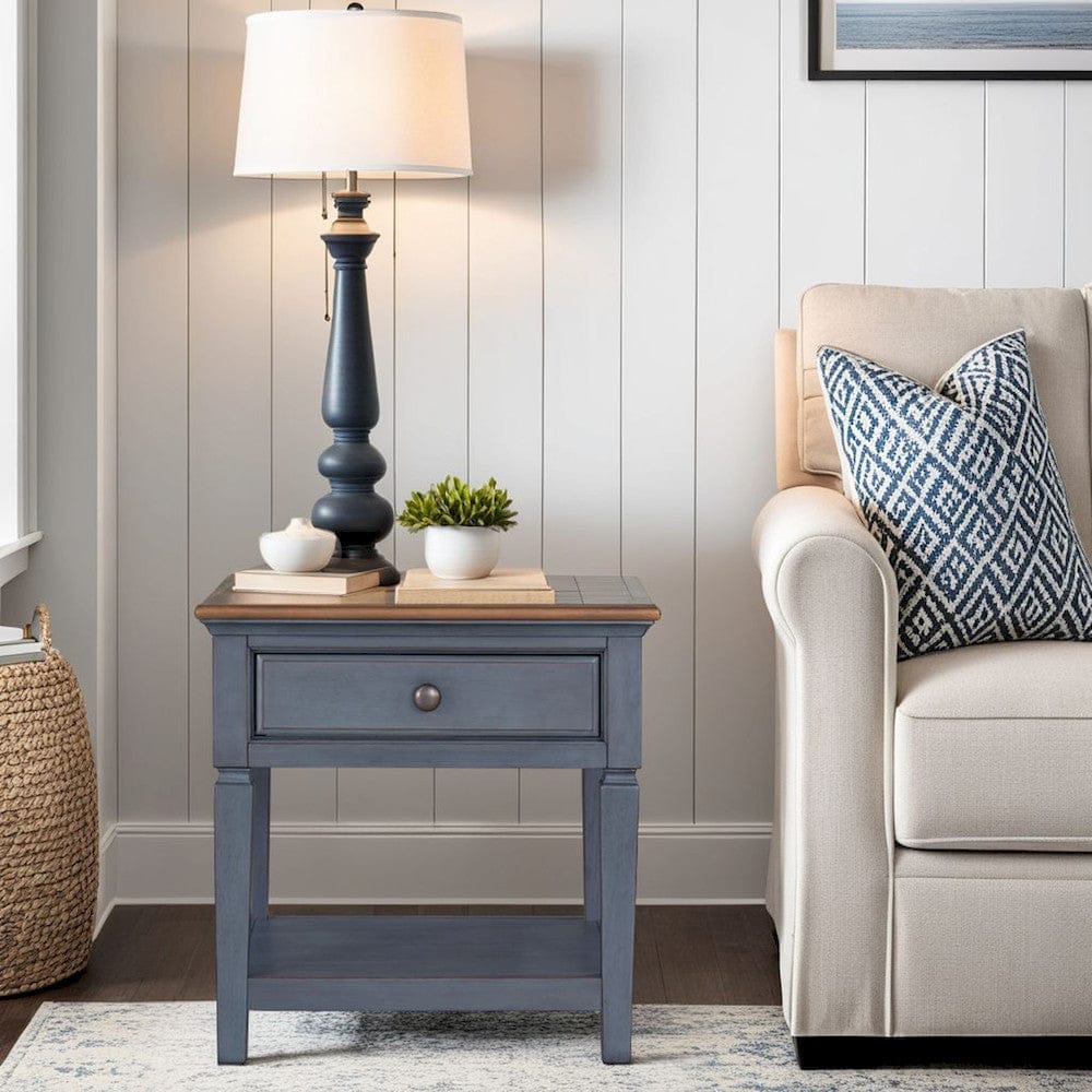 Bridgevine Home - Americana 24 inch End Table, No Assembly Required, Corduroy Blue Finish - ZAMR-4100 view 9
