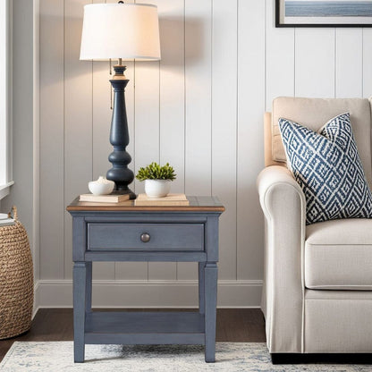 Bridgevine Home - Americana 24 inch End Table, No Assembly Required, Corduroy Blue Finish - ZAMR-4100 view 9