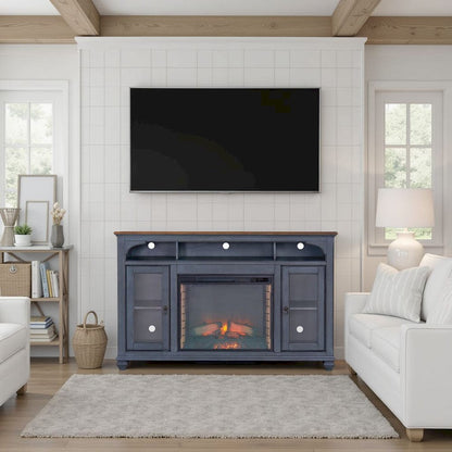 Bridgevine Home - Americana 66 in Fireplace TV Stand for TVs up to 80 inches, Corduroy Blue Finish - ZAMR-1966 view 7