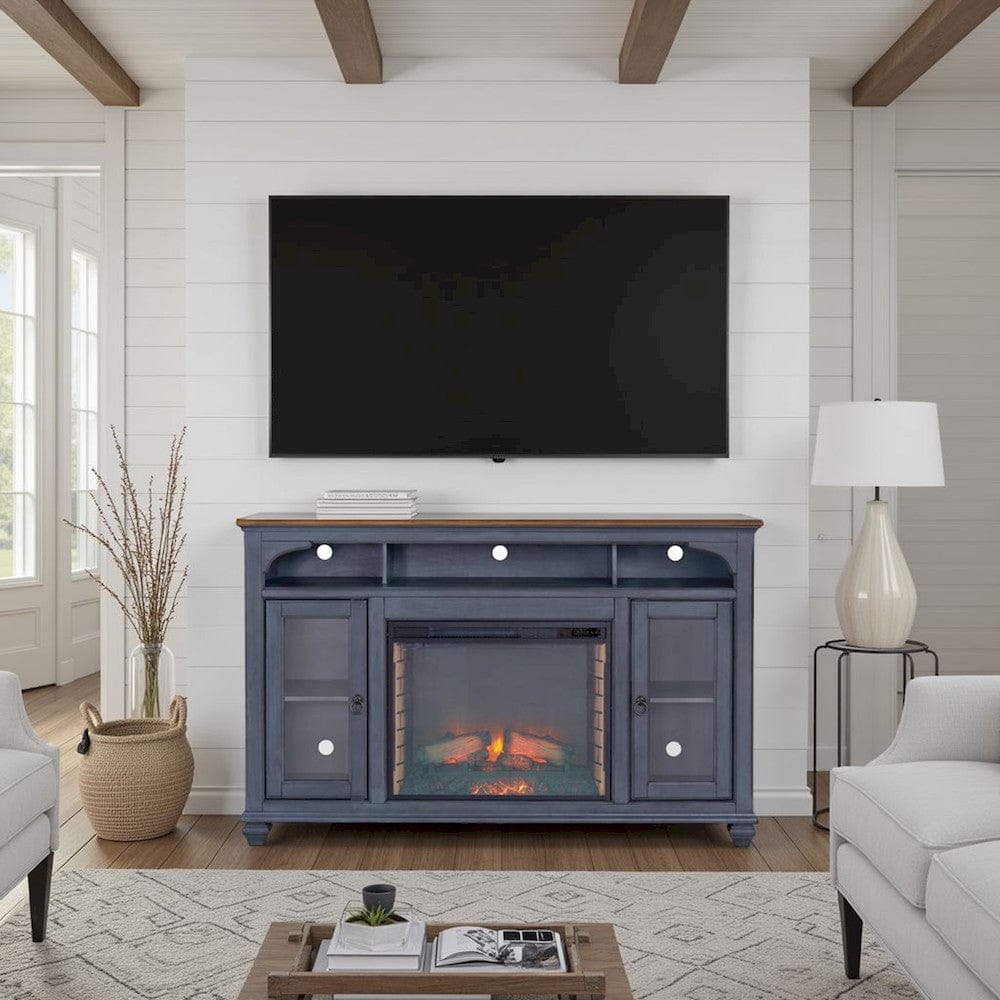 Bridgevine Home - Americana 66 in Fireplace TV Stand for TVs up to 80 inches, Corduroy Blue Finish - ZAMR-1966 view 8