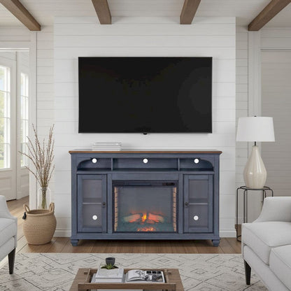 Bridgevine Home - Americana 66 in Fireplace TV Stand for TVs up to 80 inches, Corduroy Blue Finish - ZAMR-1966 view 8