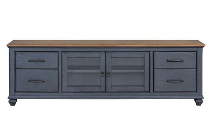 Legends Furniture - Bridgevine Home Americana 84 in TV Stand for TVs up to 90 inches, No Assembly Required, Corduroy Blue Finish - ZAMR-1784 veiw 1