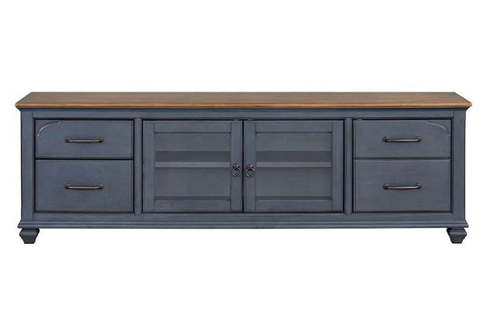 Legends Furniture - Bridgevine Home Americana 84 in TV Stand for TVs up to 90 inches, No Assembly Required, Corduroy Blue Finish - ZAMR-1784 veiw 1