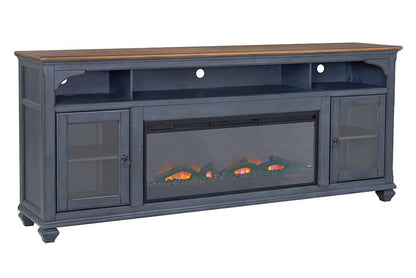 Legends Furniture - Bridgevine Home Americana 86 in Fireplace TV Stand for TVs up to 95 inches, Corduroy Blue Finish - ZAMR-1986 veiw 1