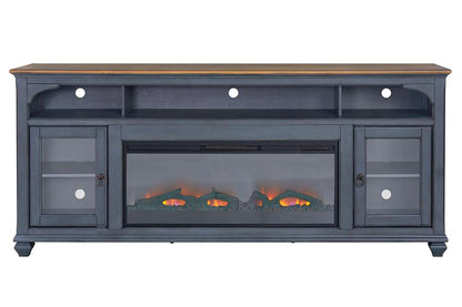 Legends Furniture - Bridgevine Home Americana 86 in Fireplace TV Stand for TVs up to 95 inches, Corduroy Blue Finish - ZAMR-1986 veiw 2