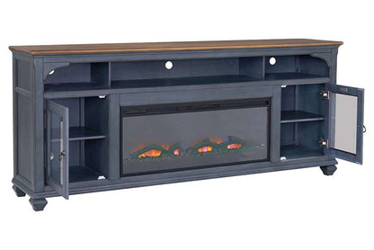 Legends Furniture - Bridgevine Home Americana 86 in Fireplace TV Stand for TVs up to 95 inches, Corduroy Blue Finish - ZAMR-1986 veiw 4