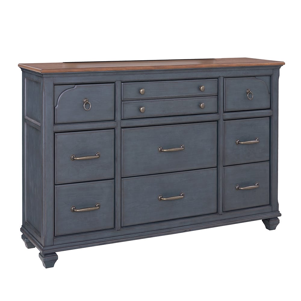 Legends Furniture - Bridgevine Home Americana Dresser, Corduroy Blue Finish - ZAMR-7013 view 1