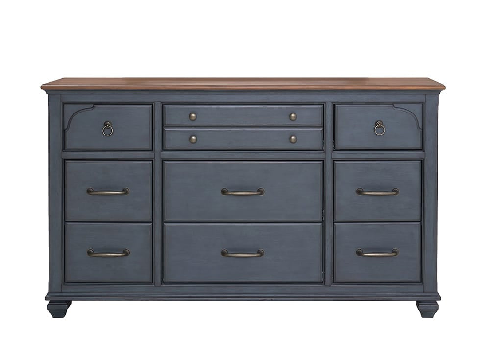 Legends Furniture - Bridgevine Home Americana Dresser, Corduroy Blue Finish - ZAMR-7013 view 2