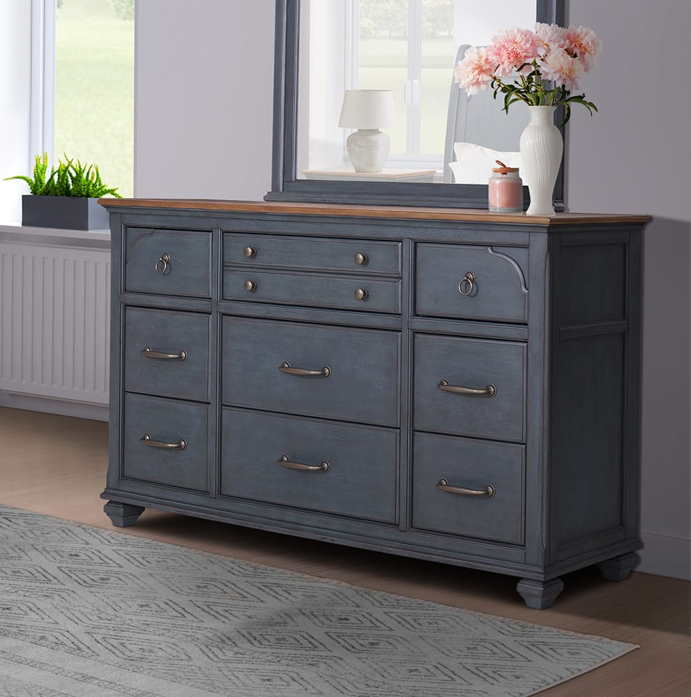 Legends Furniture - Bridgevine Home Americana Dresser, Corduroy Blue Finish - ZAMR-7013 view 5