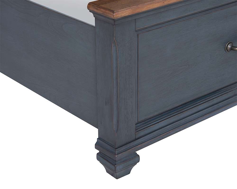 Legends Furniture - Bridgevine Home Americana King Size Sleigh Bed, Corduroy Blue Finish - ZAMR-7000KG view 4