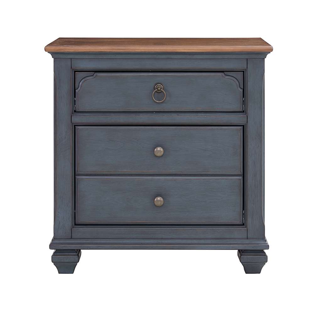 Legends Furniture - Bridgevine Home Americana Nightstand, No Assembly Required, Corduroy Blue Finish - ZAMR-7015 veiw 1