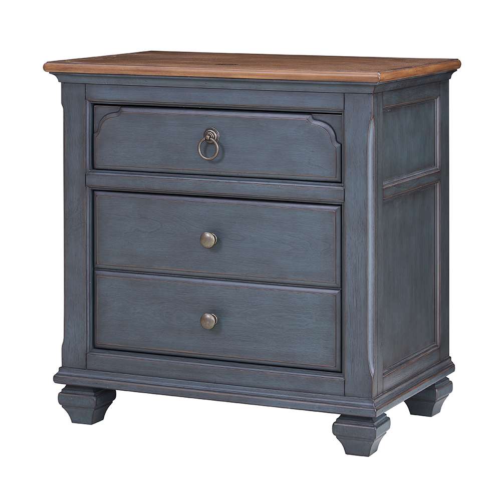 Legends Furniture - Bridgevine Home Americana Nightstand, No Assembly Required, Corduroy Blue Finish - ZAMR-7015 veiw 2