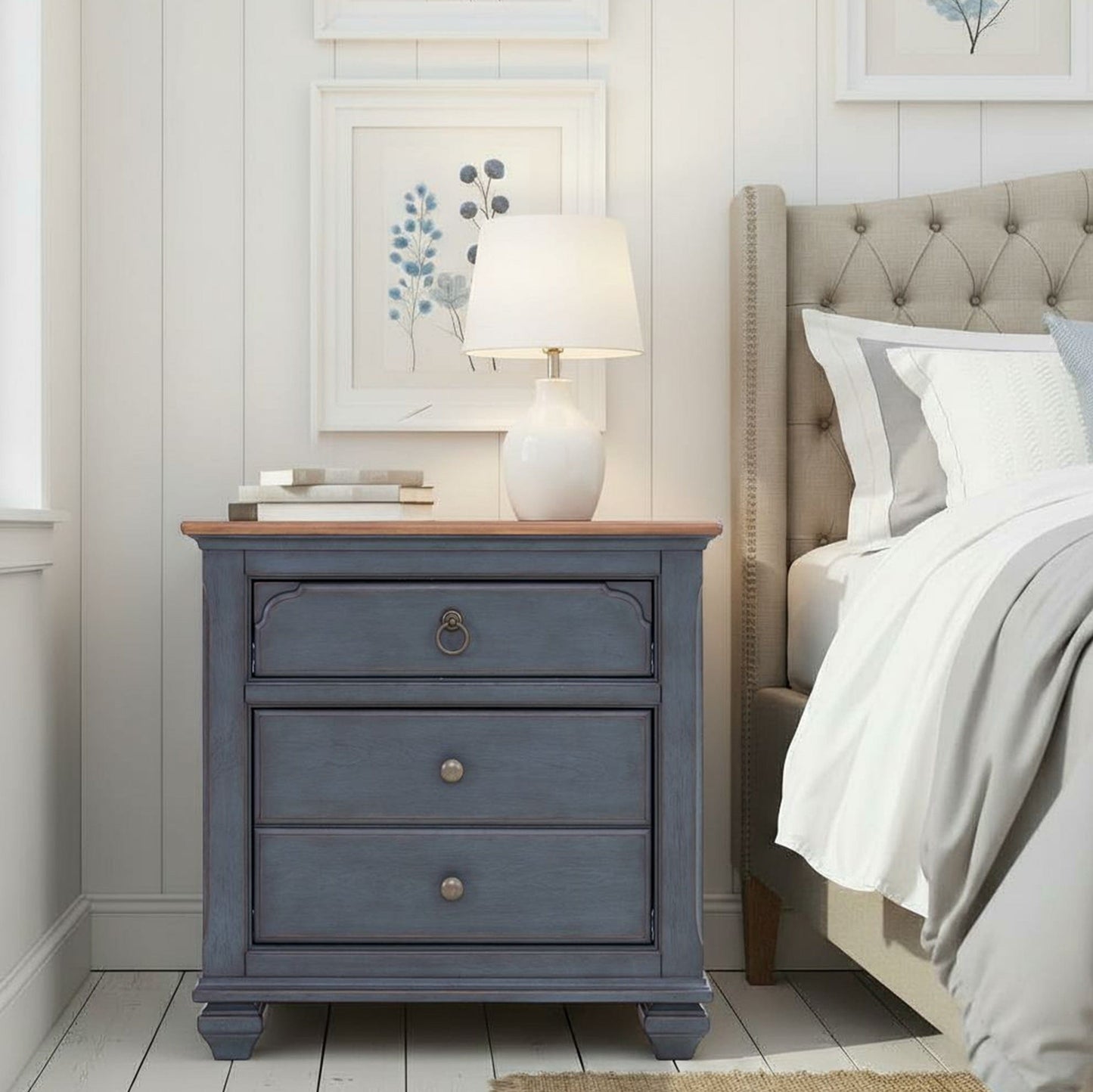 Legends Furniture - Bridgevine Home Americana Nightstand, No Assembly Required, Corduroy Blue Finish - ZAMR-7015 view 7