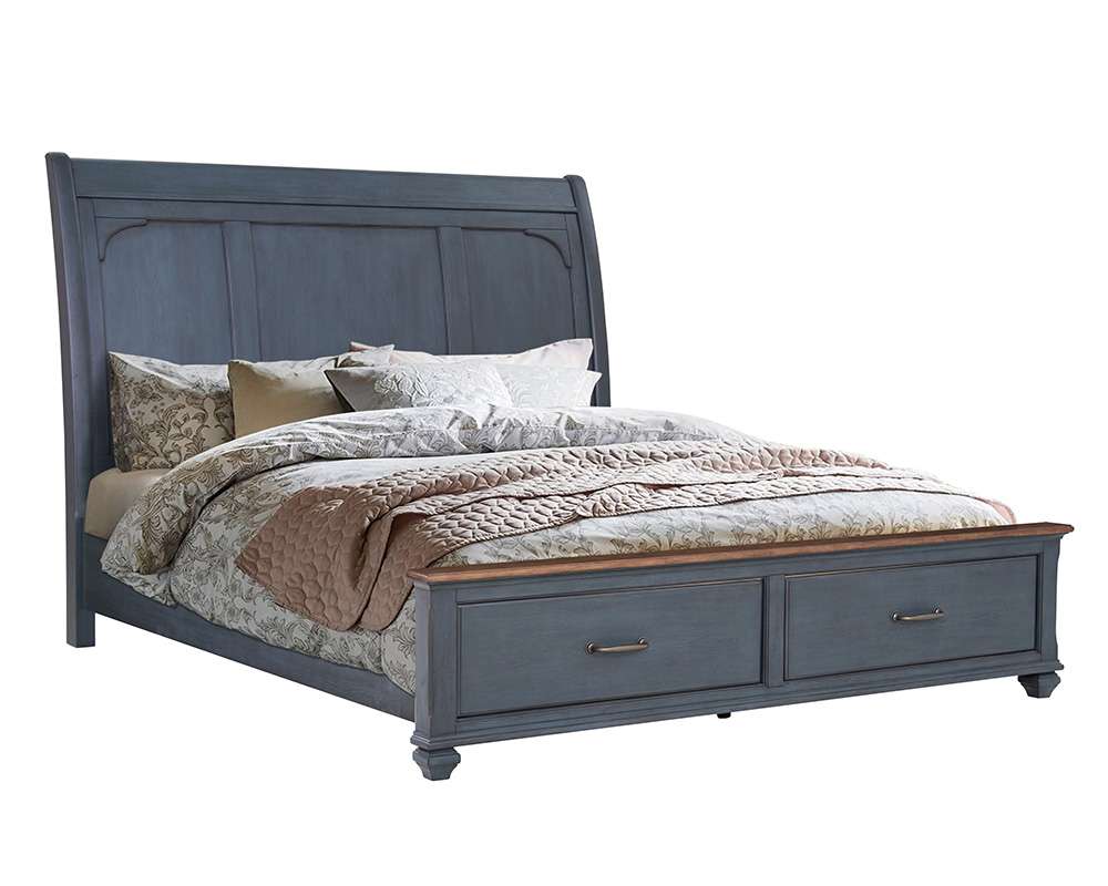 Legends Furniture - Bridgevine Home Americana Queen Size Sleigh Bed, Corduroy Blue Finish - ZAMR-7000QG view 1
