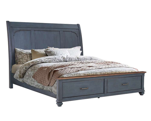 Legends Furniture - Bridgevine Home Americana Queen Size Sleigh Bed, Corduroy Blue Finish - ZAMR-7000QG veiw 1